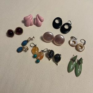 Lot Of Vintage Art Deco Costume Jewelry Earrings